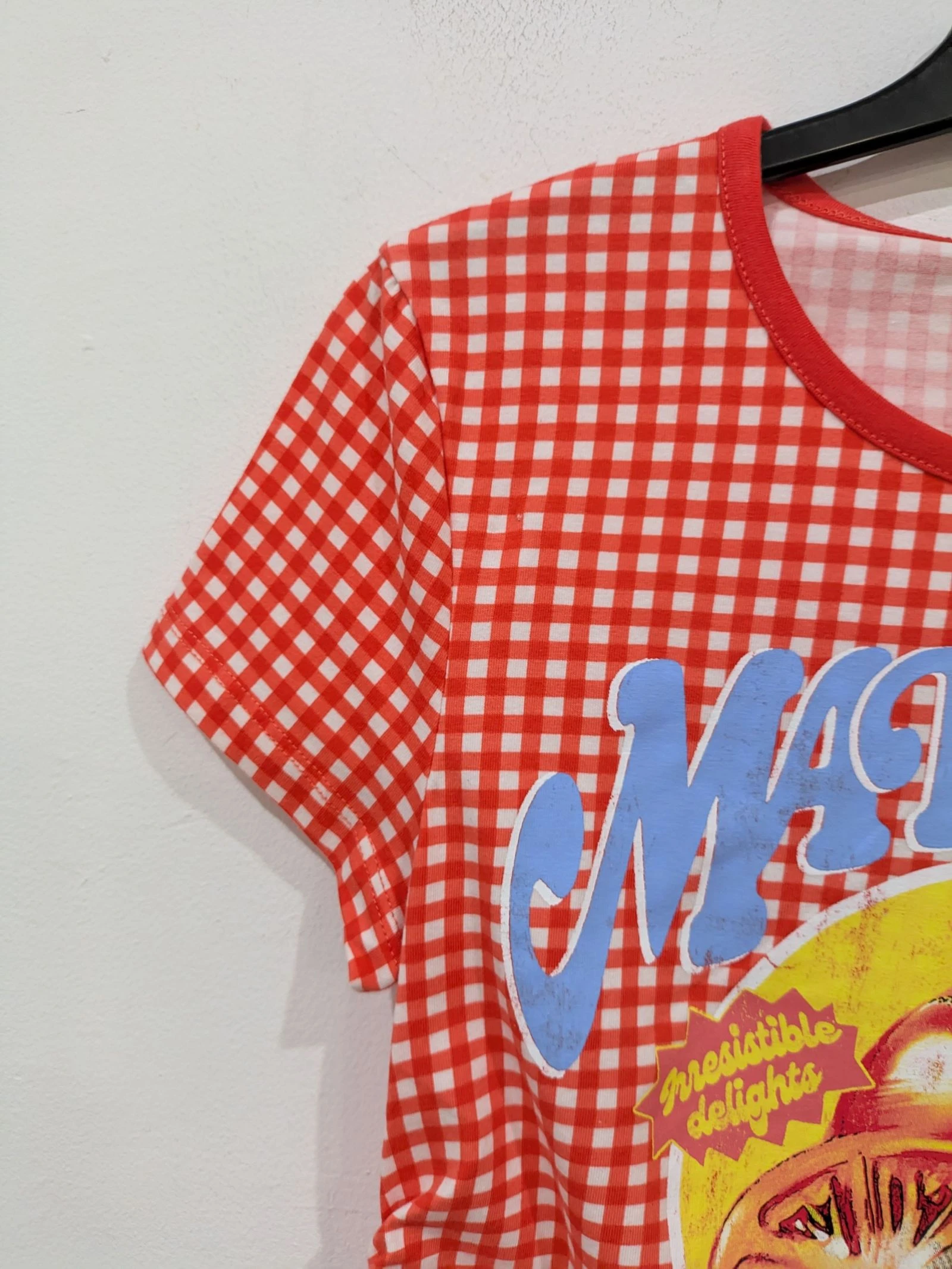 Camiseta Corta de Gingham con Estampado Retro de Tomate y Cordones Laterales talla S de Bershka  – photo 3